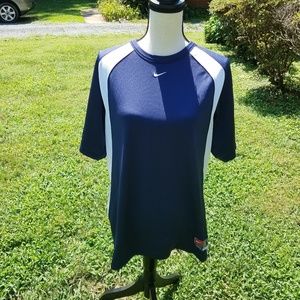 Nike Fit Dry Team Bue and White Short Sleeve Shirt L